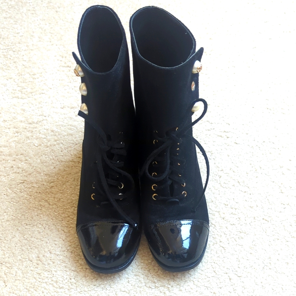 Stunning Suede And Patent Chanel Boots